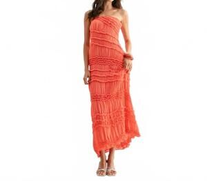 NEW CAMELLIA women's pleated maxi dress in citrus